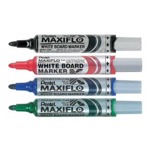 Набор маркеров Pentel MaxiFlo для белых досок - 1-4 мм - 4 цвета
