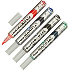 Набор маркеров Pentel MaxiFlo для белых досок с губкой - 1-4 мм - 4 цвета Набор маркеров Pentel MaxiFlo для белых досок с губкой - 1-4 мм - 4 цвета