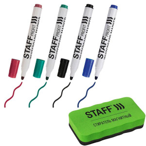 Набор маркеров Staff Everyday для белых досок с губкой - 2,5 мм - 4 цвета