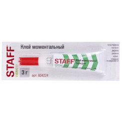 Клей моментальный (суперклей) монолит Staff Everyday - 3 г Клей моментальный (суперклей) монолит Staff Everyday - 3 г