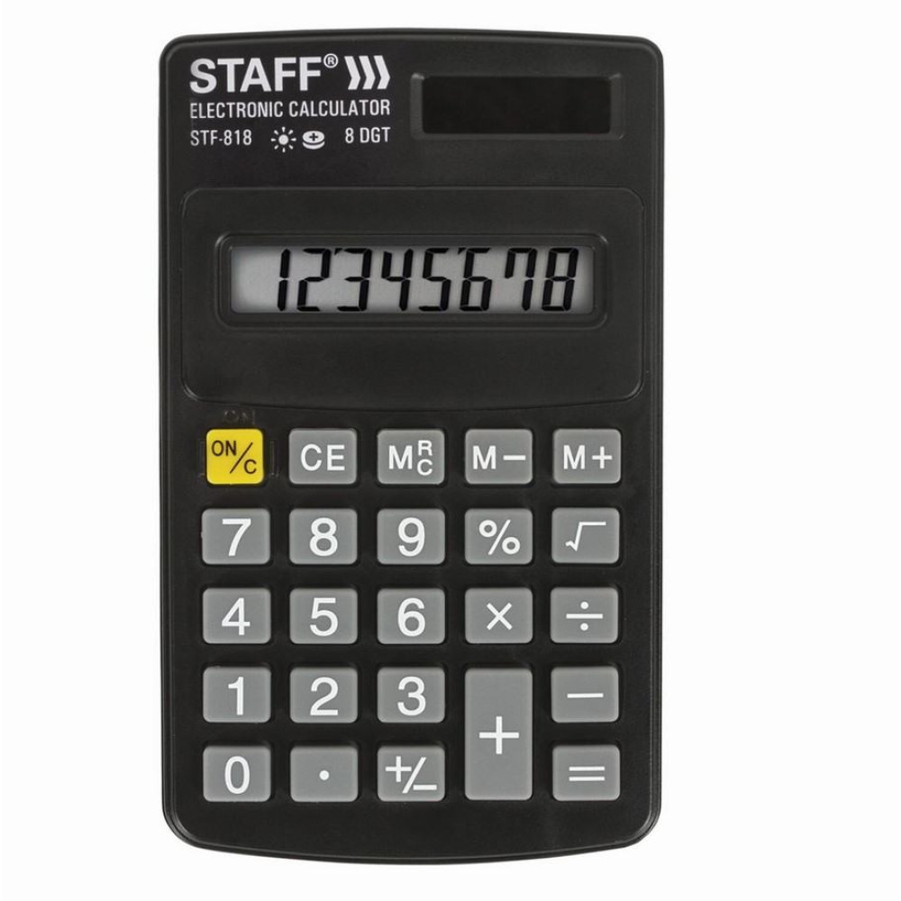 Калькулятор карманный Staff STF-818 - 8 разрядов - Чёрный Калькулятор карманный Staff STF-818 - 8 разрядов - Чёрный