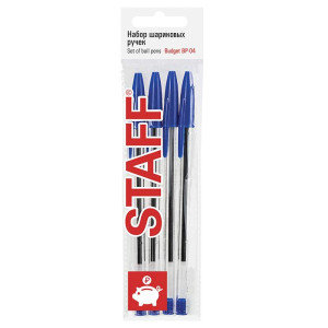 Набор ручек шариковых Staff Basic Budget BP-04 - 4 цвета