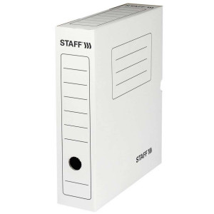 Короб архивный картонный Staff с клапаном - 75 мм
