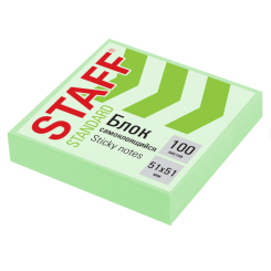 Липкий блок Staff Standart - 51*51 мм - 100 листов - Зеленый пастельный