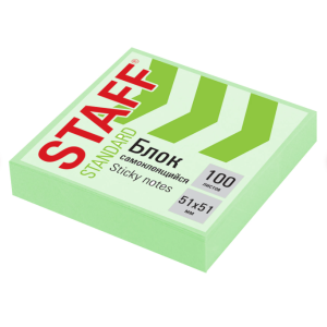 Липкий блок Staff Standart - 51*51 мм - 100 листов - Зеленый пастельный