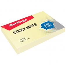 Липкий блок Berlingo Ultra Sticky - 75*100 мм - 100 листов - Желтый пастель