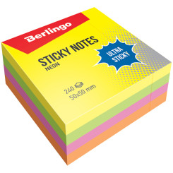 Липкий блок для заметок Berlingo Ultra Sticky - 50*50 мм - 240 листов - 4 цвета