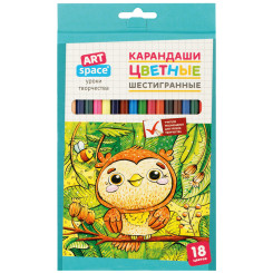 Карандаши цветные ArtSpace Милые зверушки - 18цветов - Заточенные