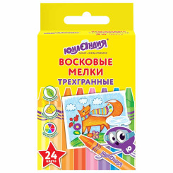 Мелки восковые Юнландия - 24 цвета - Трехгранные