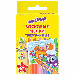 Мелки восковые Юнландия - 24 цвета - Трехгранные