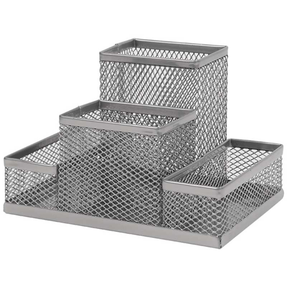 Подставка канцелярская Darvish - Металлическая - 4 отделения - Серебро Подставка канцелярская Darvish - Металлическая - 4 отделения - Серебро