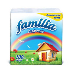 Салфетки бумажные Famila - 24*23 см - Белые - 100 шт