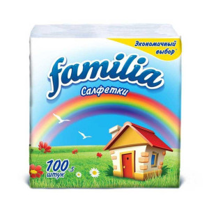 Салфетки бумажные Famila - 24*23 см - Белые - 100 шт