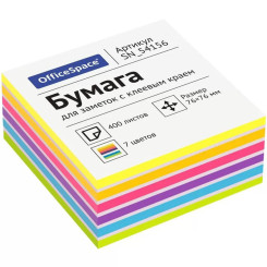 Липкий блок для заметок OfficeSpace - 76*76 мм - 400 листов - 7 цветов