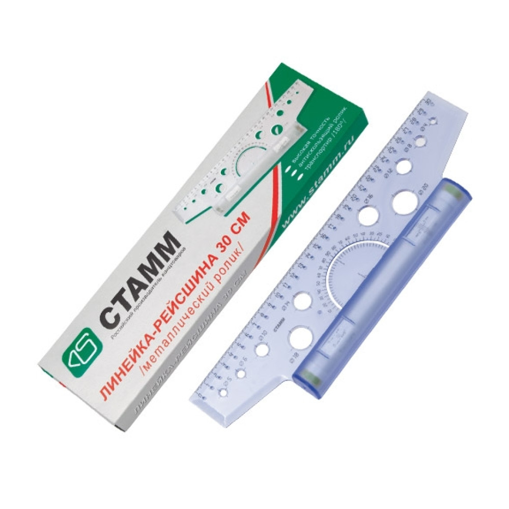 Линейка-рейсшина Пчелка - Металлический ролик - 30 см Линейка-рейсшина Пчелка - Металлический ролик - 30 см