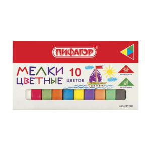 Мелки цветные Пифагор - 10 шт - Квадратные