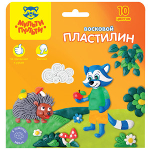 Пластилин Мульти-Пульти Енот в лесу - 10 цветов - 150 г