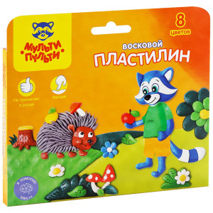 Пластилин Мульти-Пульти Енот в лесу - 8 цветов - 120 г