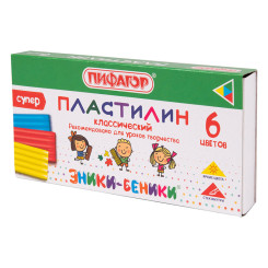 Пластилин Пифагор Классический - 6 цветов - 120 г