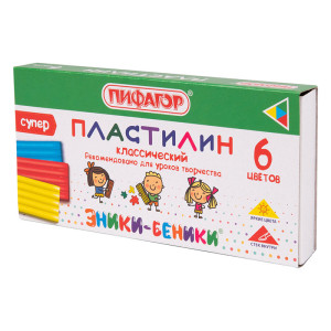 Пластилин Пифагор Классический - 6 цветов - 120 г