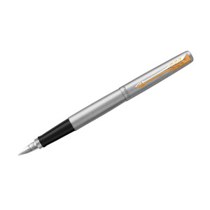 Ручка перьевая Parker Jotter Stainless Steel GT - 1 мм - Синяя