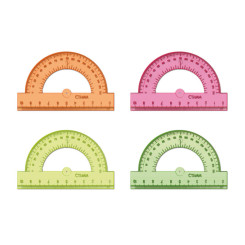 Транспортир пластиковый Стамм - 10 см - Прозрачный флуоресцентный