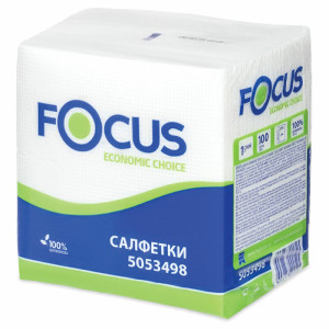Салфетки бумажные Focus - 20*24 см - Белые - 100 шт