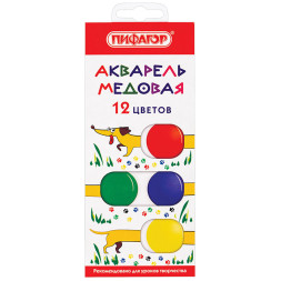 Акварель Пифагор Веселая такса - 12 цветов - Без кисти Акварель Пифагор Веселая такса - 12 цветов - Без кисти