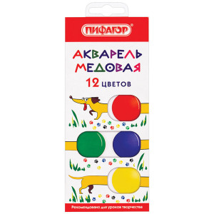 Акварель Пифагор Веселая такса - 12 цветов - Без кисти