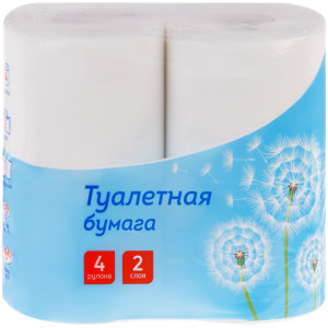 Бумага туалетная OfficeClean - 2х слойная - 4 рулона - Белая