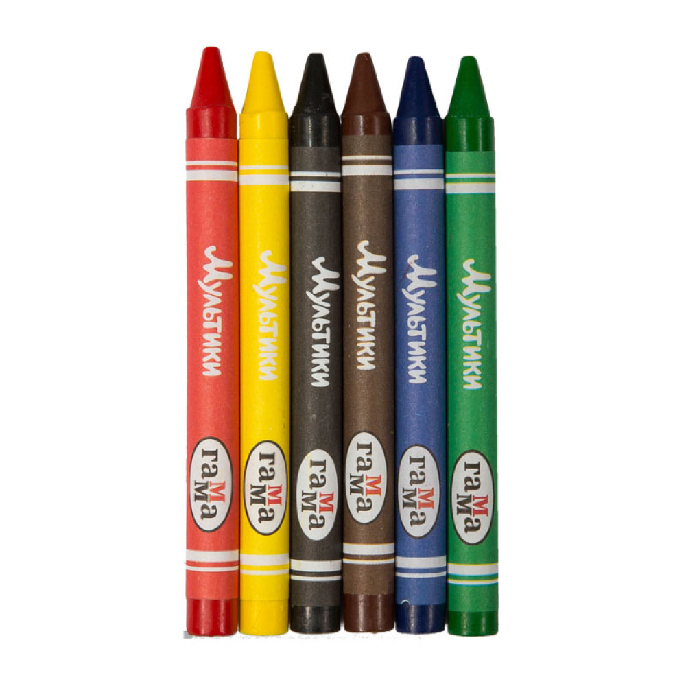 Мелки восковые Гамма - 6 цветов - Круглые Мелки восковые Гамма - 6 цветов - Круглые