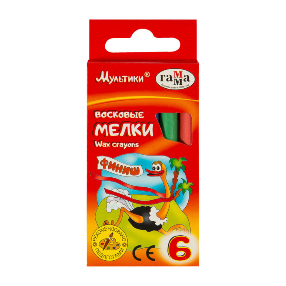 Мелки восковые Гамма - 6 цветов - Круглые Мелки восковые Гамма - 6 цветов - Круглые
