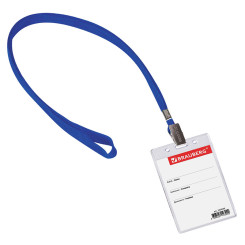 Бирка нагрудная Brauberg - 107*65 мм - С клипсой на синем шнурке - 45 см Бирка нагрудная Brauberg - 107*65 мм - С клипсой на синем шнурке - 45 см