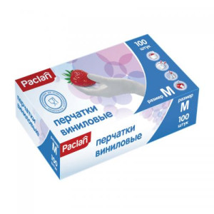 Перчатки виниловые Paclan неопудренные - размер М