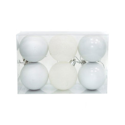 Набор елочных шаров - 50 мм - 6 шт - Белые Набор елочных шаров - 50 мм - 6 шт - Белые