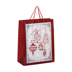 Пакет подарочный Новогодние игрушки - 26,8*32,4*12,7см