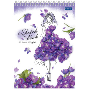 Скетчбук-блокнот Hatber Flower art - На спирали - А5 - 60 листов