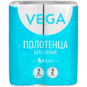 Полотенца бумажные в рулоне Vega - 2 рулона - Серые