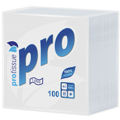 Салфетки бумажные PROtissue - 24*24 см - Белые - 100 шт