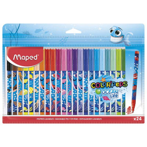 Фломастеры Maped Ocean Life - 24 цвета - Смываемые