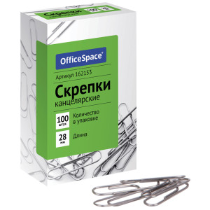Скрепки оцинкованные OfficeSpace - 28 мм - 100 шт