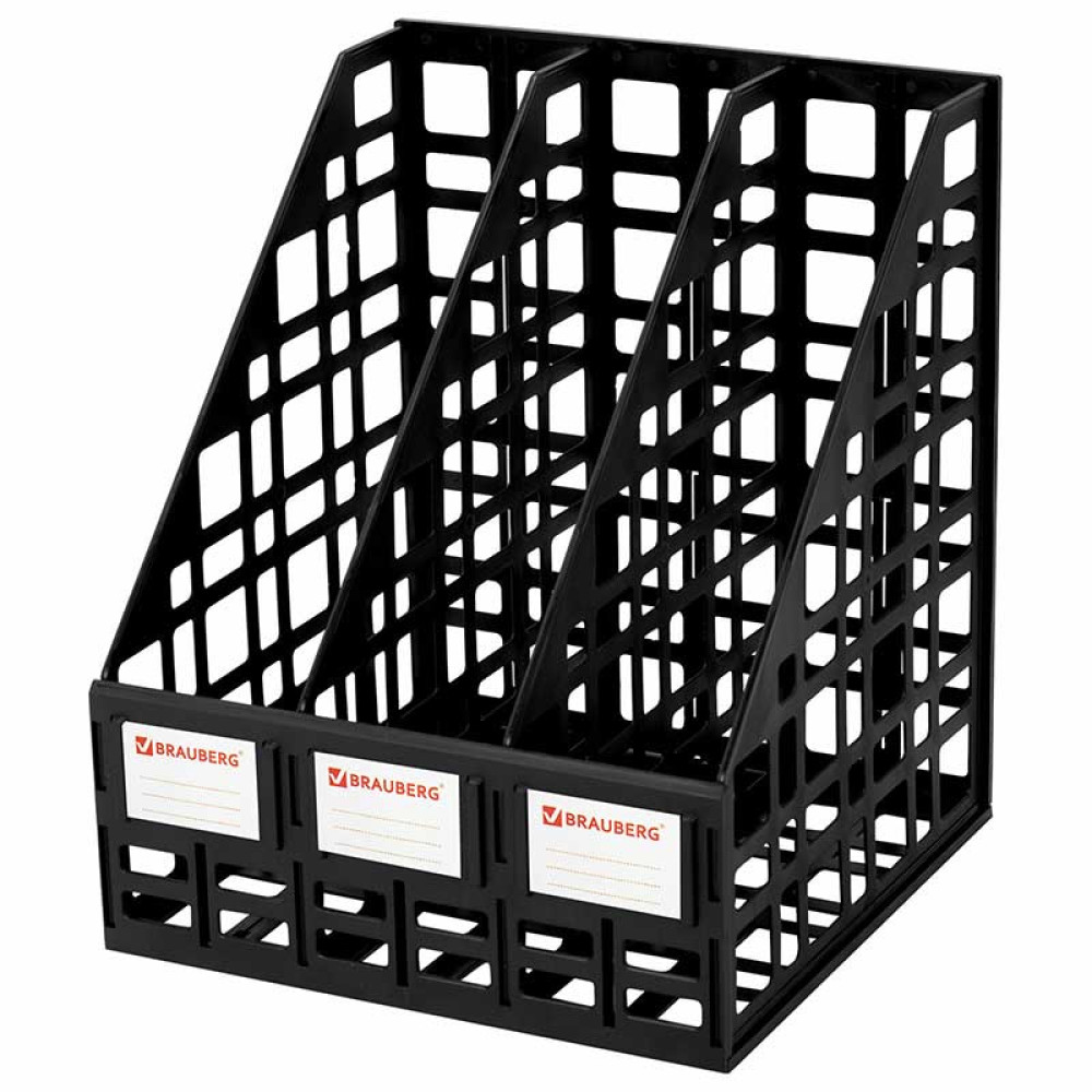 Лоток вертикальный сборный Brauberg - 3 отделения - Черный Лоток вертикальный сборный Brauberg - 3 отделения - Черный