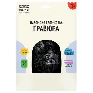 Гравюра с серебром Три Совы Шпиц - А5
