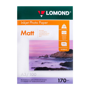 Фотобумага Lomond - А3 - Матовая - Двусторонняя - 170 г/кв. м - 100 листов