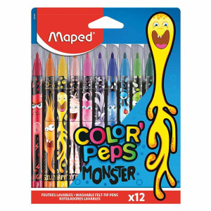 Фломастеры Maped Color Peps Monster - 12 цветов - Смываемые