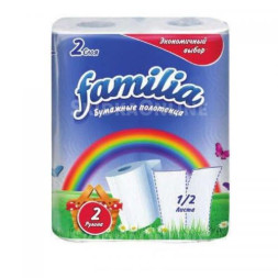 Полотенца бумажные в рулоне Familia Радуга - 2 рулона - Белые