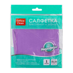 Салфетка из микрофибры OfficeClean - 30*30 см - Для стекол и зеркал