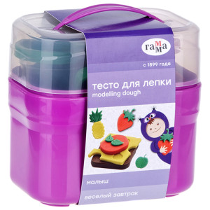 Тесто для лепки Гамма Веселый завтрак - 4 цвета - 8 формочек