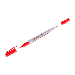 Маркер перманентный Crown Multi Marker Twin - Двусторонний - Красный