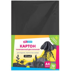 Цветной картон ArtSpace - А4 - 10 листов - Черный
